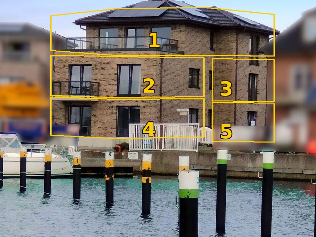 Lageplan der fünf Appartements am Haus